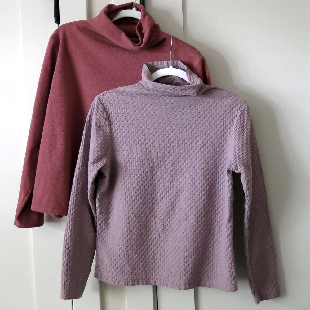 2 J JILL Funnel Neck LS Tops Bundle Fleece Textured - S